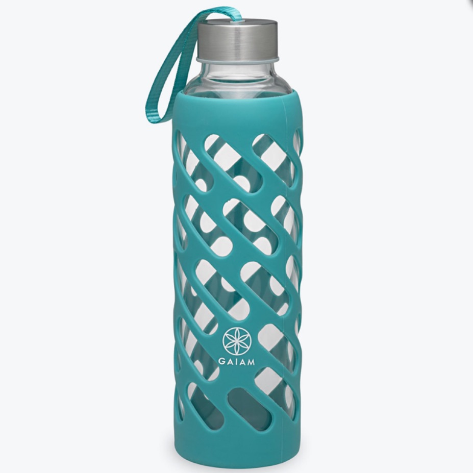 Gaiam 20oz Glass Water Bottle New Teal Bpa Free